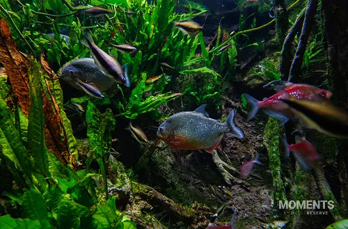 Red Bellied Piranhas in a Planted Aquarium
