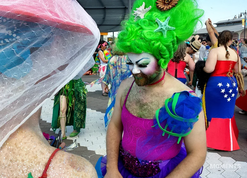 Participant in Green Wig at the Coney Island Mermaid Parade