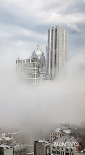 Chicago Skyscrapers Rising Above Thick Fog