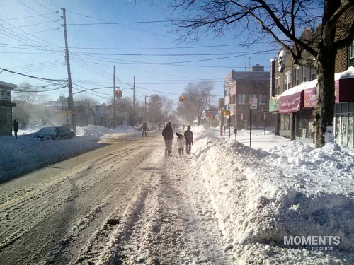 Pedestrians Navigating Brooklyn Streets After the 2010 Blizzard