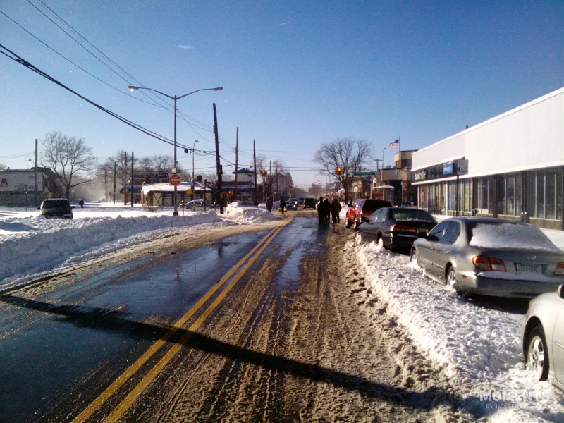 Slushy Brooklyn Street Post Blizzard