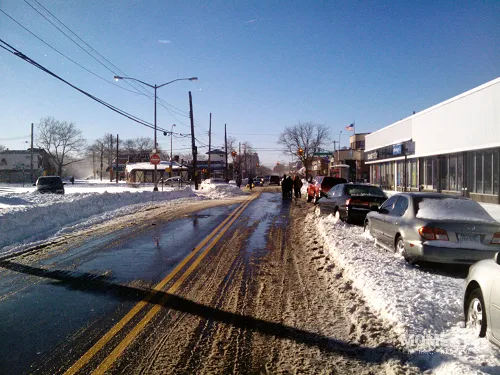 Slushy Brooklyn Street Post Blizzard